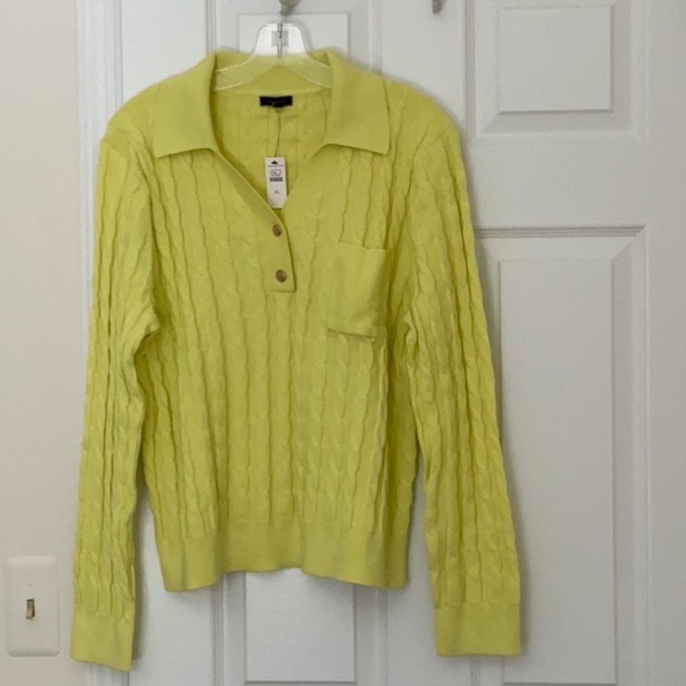Citrus Honey colored Cable Knit Johnny Collared Sweater